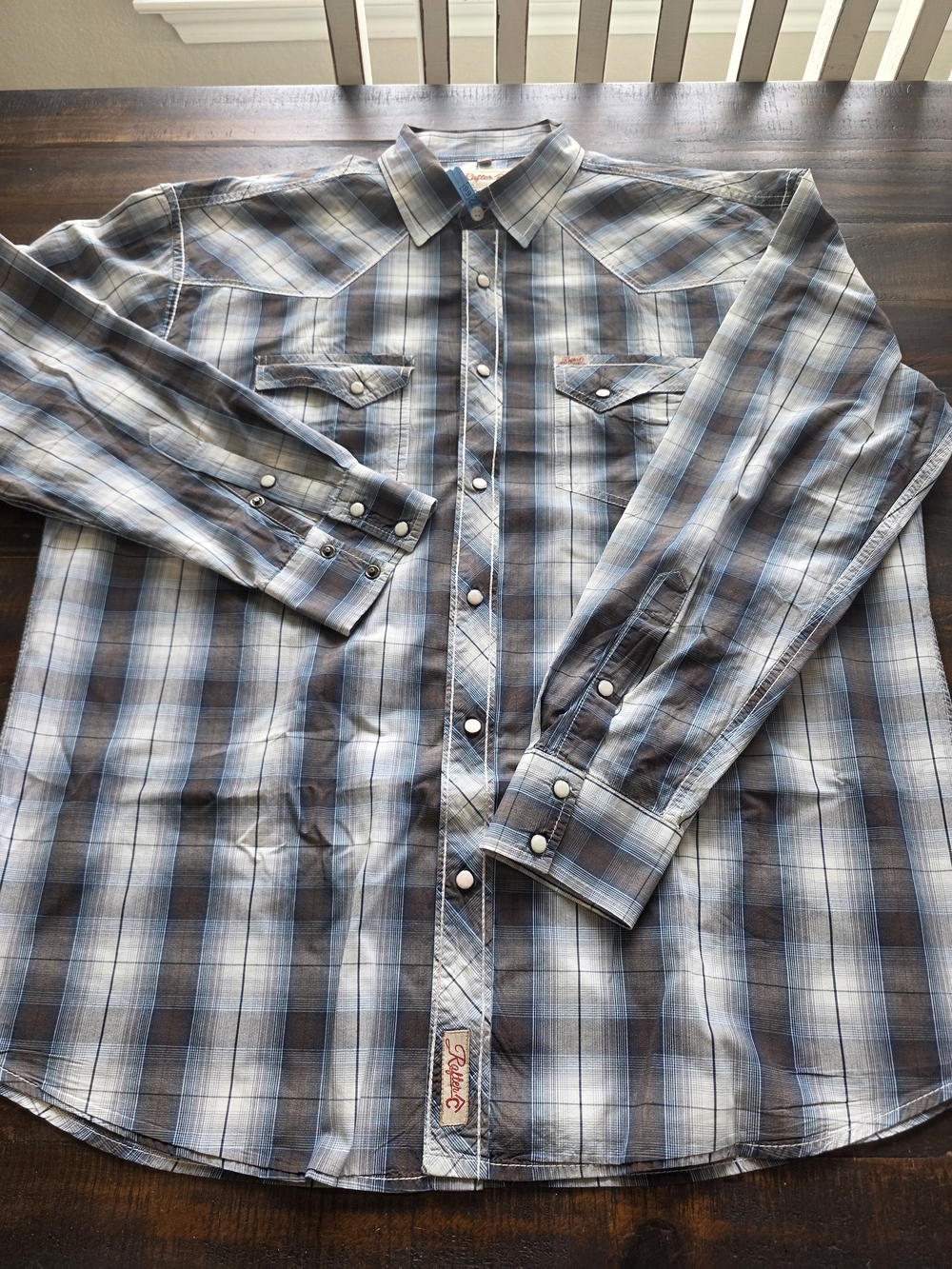 Classic Men's Long-Sleeve Blue Plaid Western Shirt